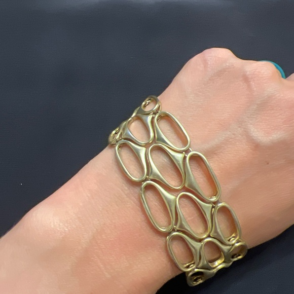 Fossil Gold Tone Oval Open Work Metal Bracelet Vintage - Picture 3 of 5